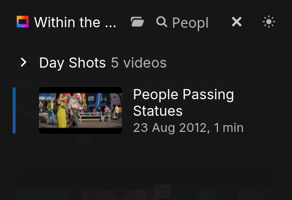 Similar scenario, but the site uses dark theme, the title in the header is
truncated ("Within the ..."), and the search field is active and expanded
with the query "Peopl" entered. So the header fits the Hyper 8 logo, title,
browse icon, search icon, entered search query, "close search" button, and
the dark/light toggle on a single line, without these elements being overly
stuffed together (there is still ample spacing) or any linebreaks occuring.