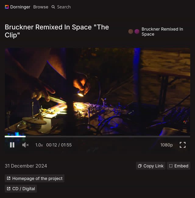 Wolfang Dorniger's video site - Bruckner Remixed In Space 'The Clip'