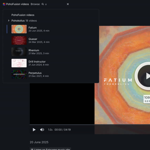 PohoFusion's video page