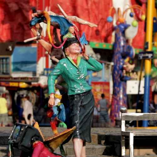 Colorful sculptures in an amusement park