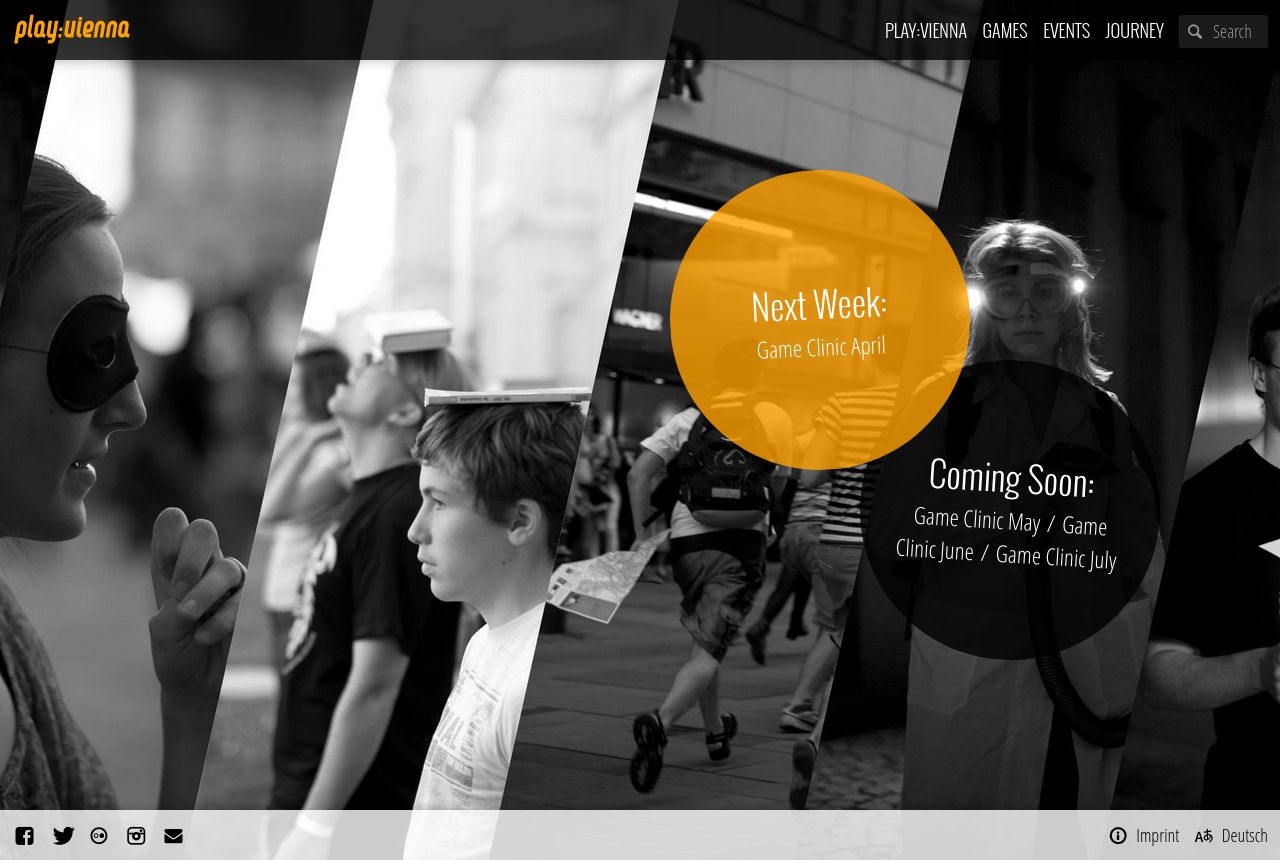 Screenshot of the website, which features various slices of monochrome photographs of people