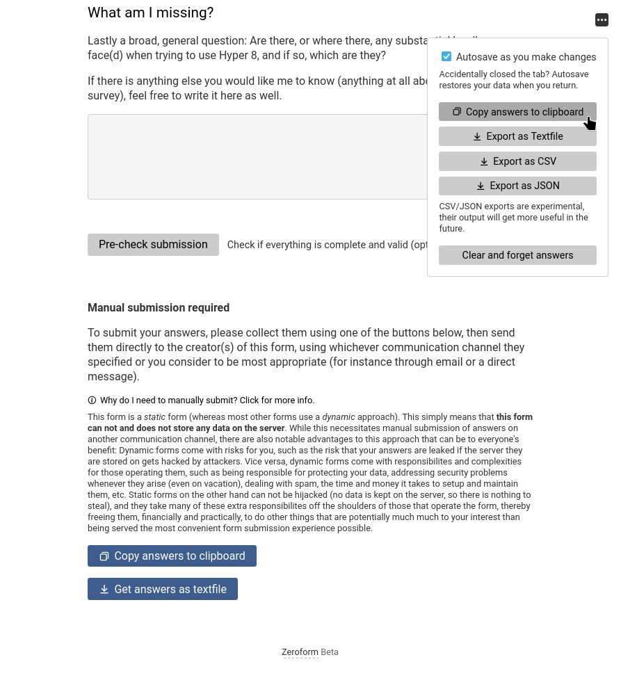 The final section of a rendered, static zeroform in the browser