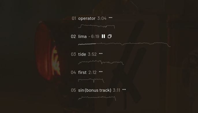 Screenshot of the new track list